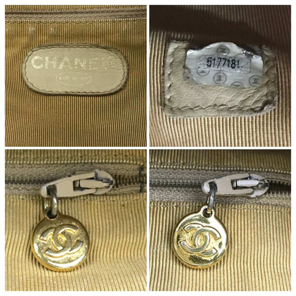 large CHANEL HAND BAG TOTE BAG leather Caviar Skin Beige Authenic tan shopper - Picture 9 of 11